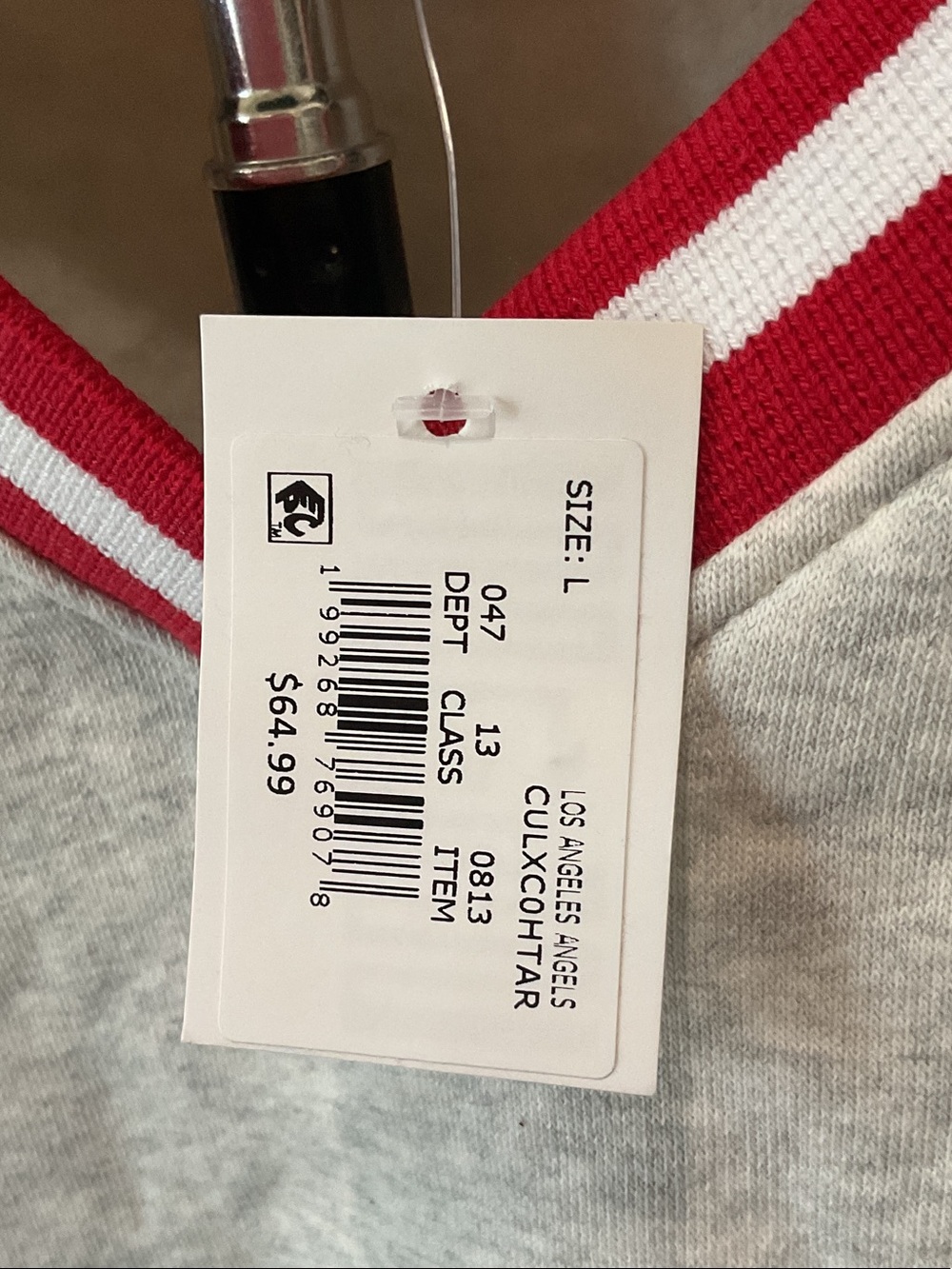 Champion Gray V-Neck Cropped Sweatshirt Embroidered Los Angeles Angels Logo - Picture 2 of 7